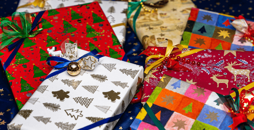 A group of wrapped presents